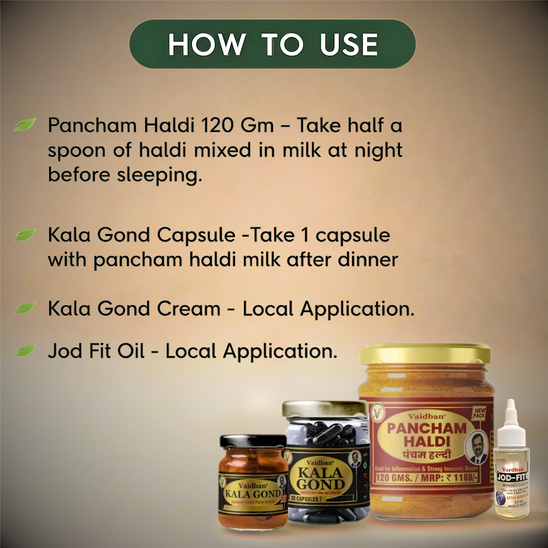 Vaidban Basic Joint Pain Relief Combo – Ayurvedic Pain Relief Treatment for Joint Pain, Knee Pain, Back & Shoulder Pain