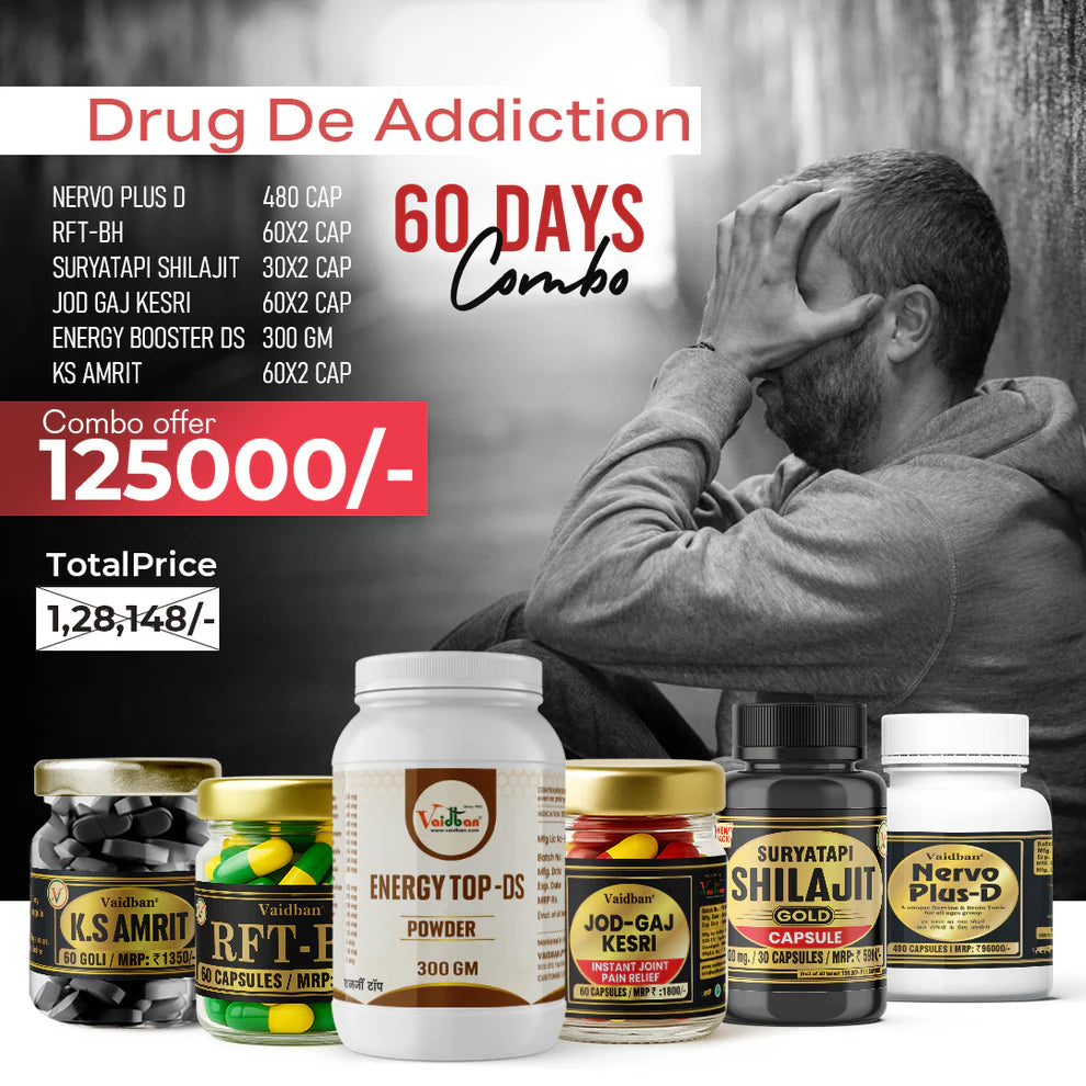 Vaidban Nervo Plus-D De-Addiction Combo – Ayurvedic Supplement to Get Rid of Alcohol, Nicotine & Drug Addiction
