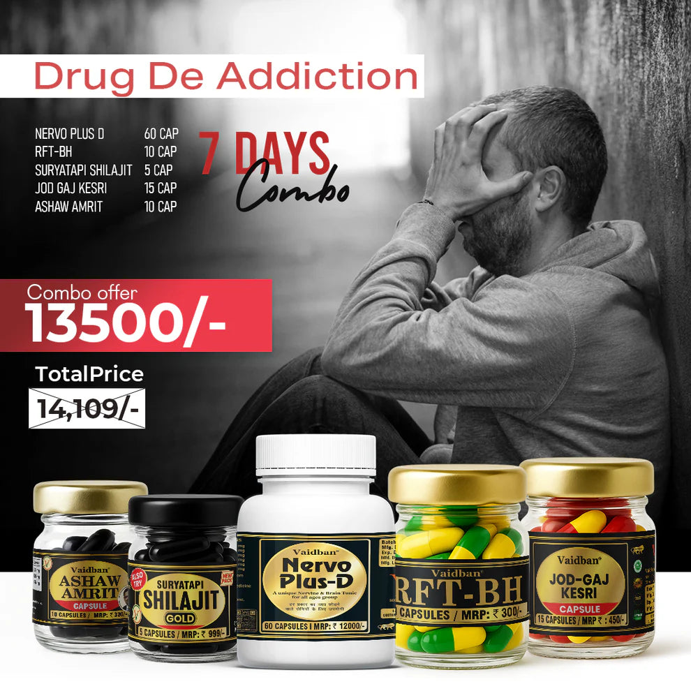 Vaidban Nervo Plus-D De-Addiction Combo – Ayurvedic Supplement to Get Rid of Alcohol, Nicotine & Drug Addiction