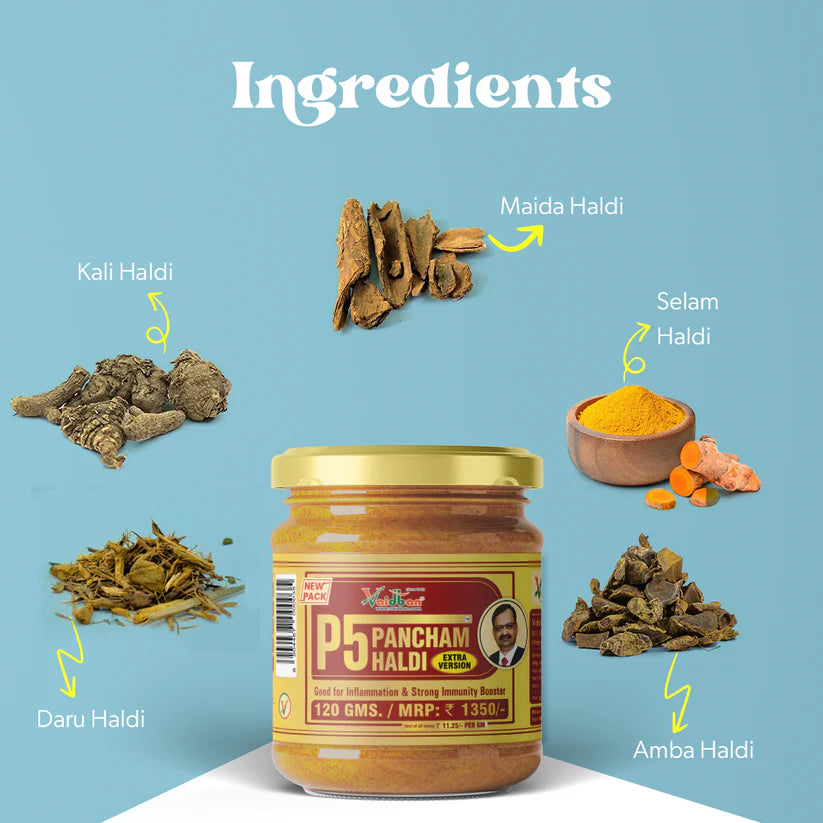 Vaidban Pancham Haldi – Premium Ayurvedic Turmeric Blend for Immunity, Full-body Detox & Joint Pain Relief