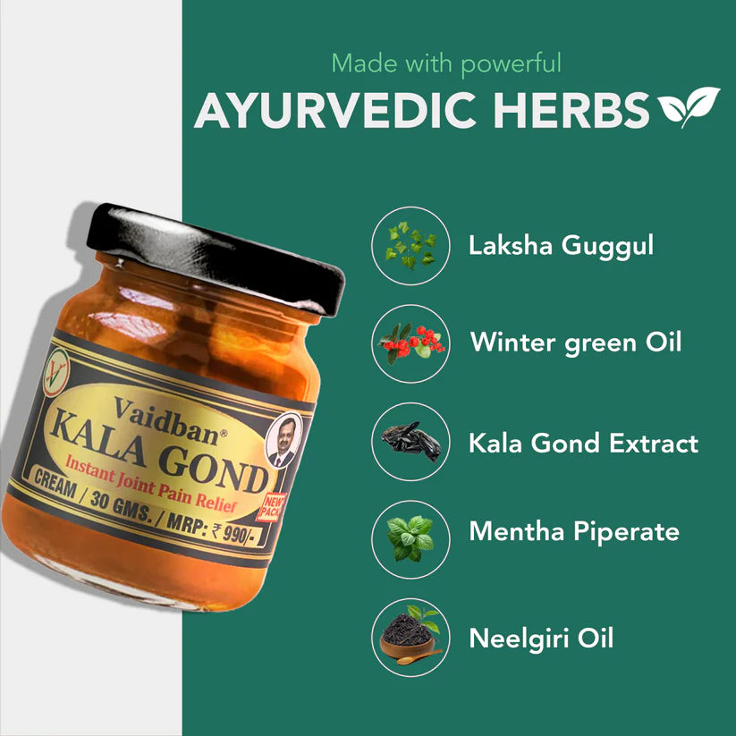 Vaidban Kala Gond Cream – Pain Relief Cream for Joint Pain, Knee Pain, Back & Shoulder Pain
