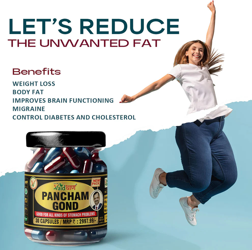 Vaidban Pancham Gond Capsules – Ayurvedic Support for Weight Management & Gut Health