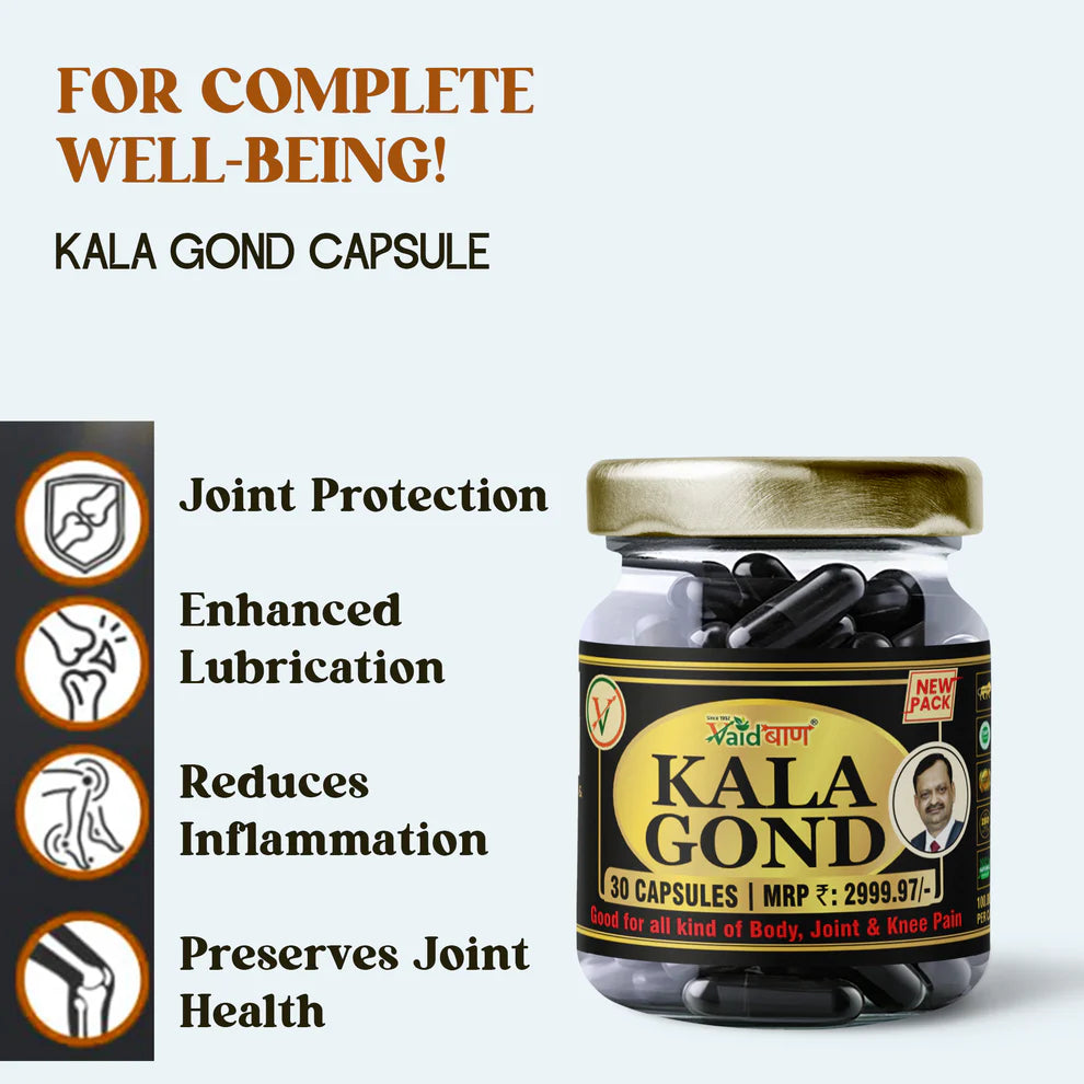 Vaidban Kala Gond Capsules – Ayurvedic Pain Relief Capsules for Joint Pain & Knee Pain