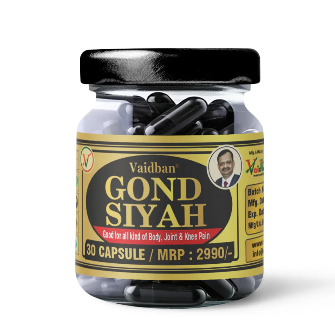 Vaidban Gond Siyah Capsules – Ayurvedic Pain Relief Capsules for Joint Pain, Knee Pain, Back & Shoulder Pain (500 mg)