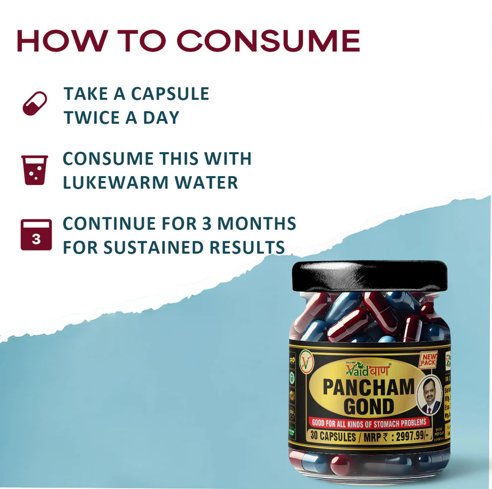 Vaidban Pancham Gond Capsules – Ayurvedic Support for Weight Management & Gut Health