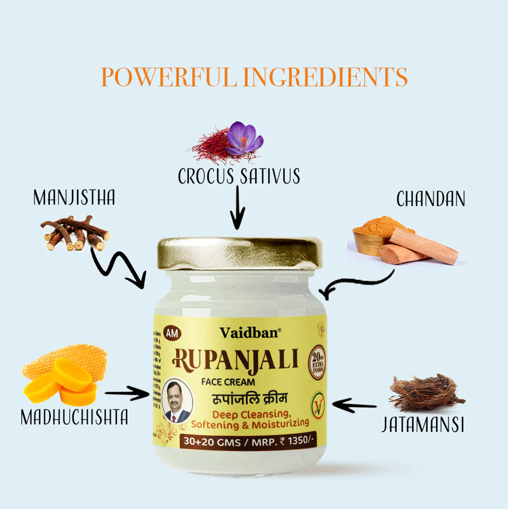 Vaidban Rupanjali (AM) Face Cream (50 gms) | The Daytime Shield for Glowing Skin