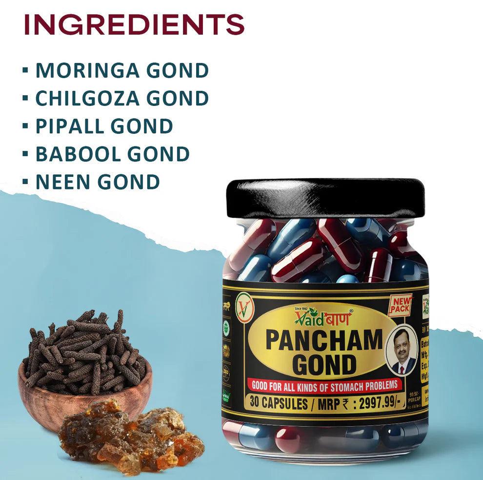 Vaidban Pancham Gond Capsules – Ayurvedic Support for Weight Management & Gut Health