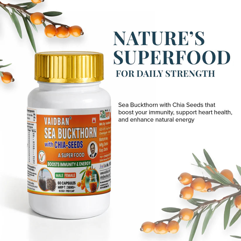 Vaidban Sea Buckthorn with Chia Seeds - Immunity & Energy Booster (60 Capsules)