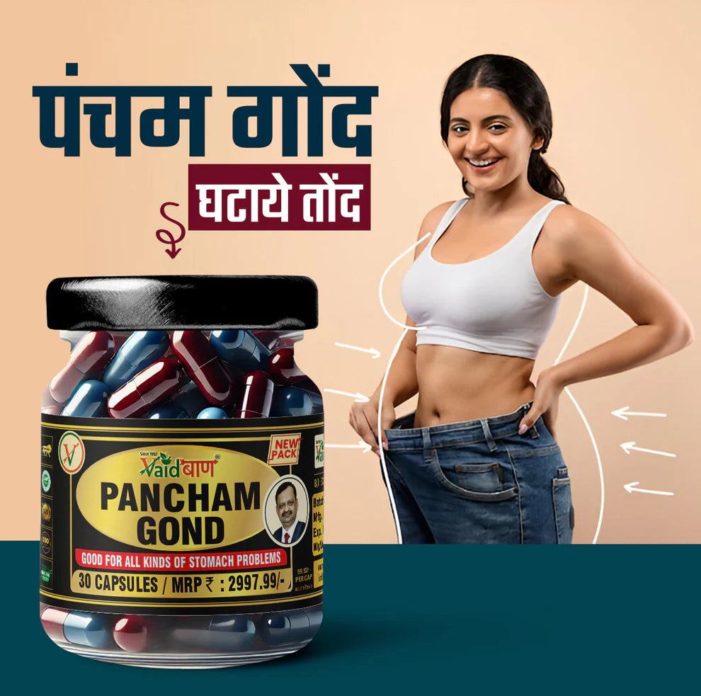 Vaidban Pancham Gond Capsules – Ayurvedic Support for Weight Management & Gut Health