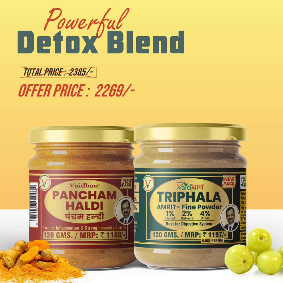 Vaidban Pancham Haldi & Triphala Amrit Combo – Ayurvedic Lung Detox, Immunity & Digestion Support