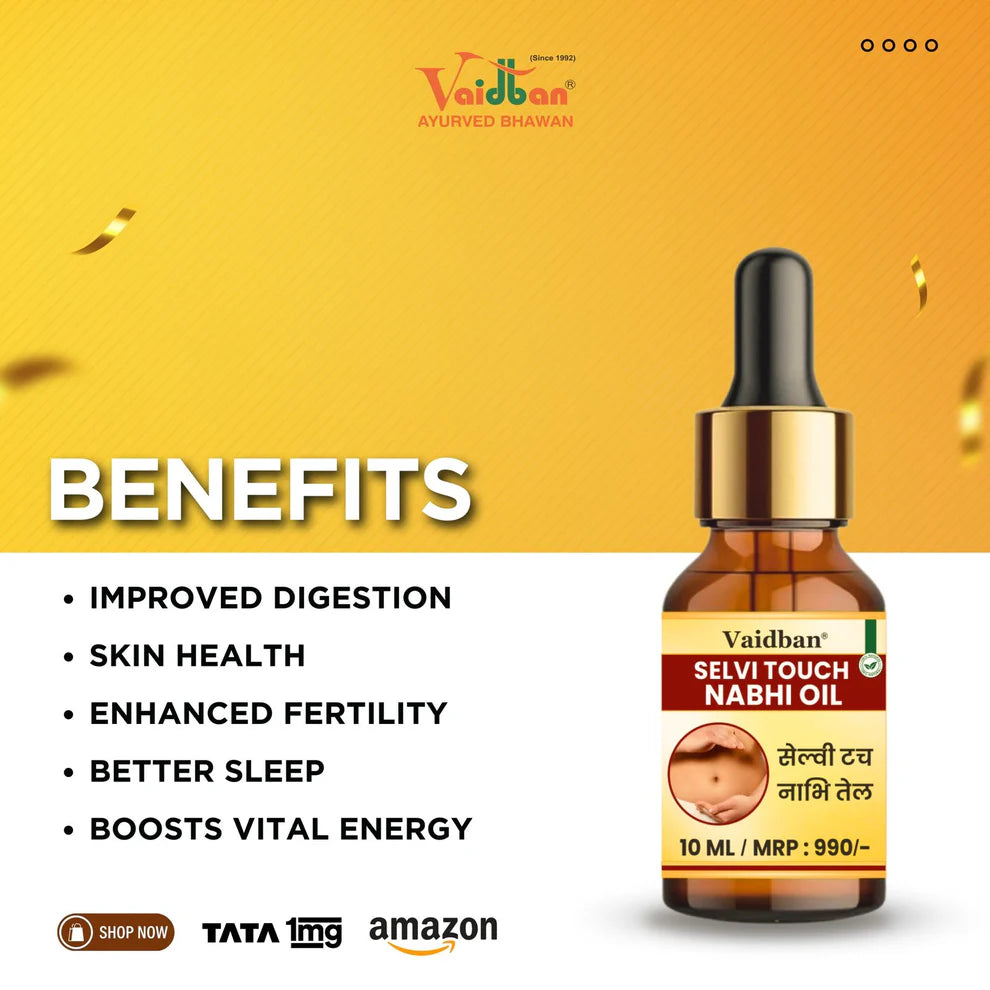 Vaidban Selvi Touch Nabhi Oil (10ml) – Ayurvedic Belly Button Oil for Skin Glow, Digestion and Relaxation