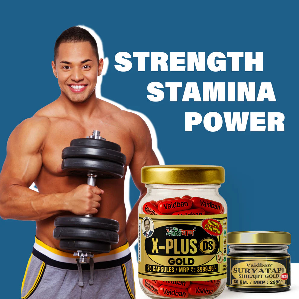 X - Plus Gold Capsule + Suryatapi Shilajit Gold Resin - Men Wellness Combo