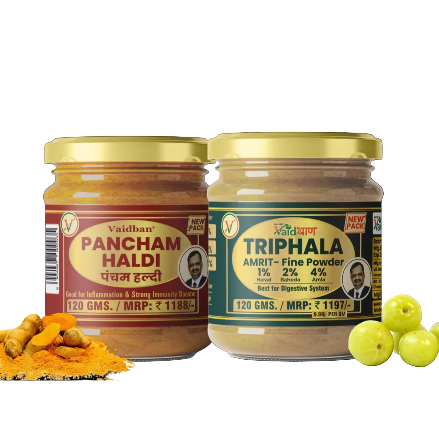 Vaidban Pancham Haldi & Triphala Amrit Combo – Ayurvedic Lung Detox, Immunity & Digestion Support