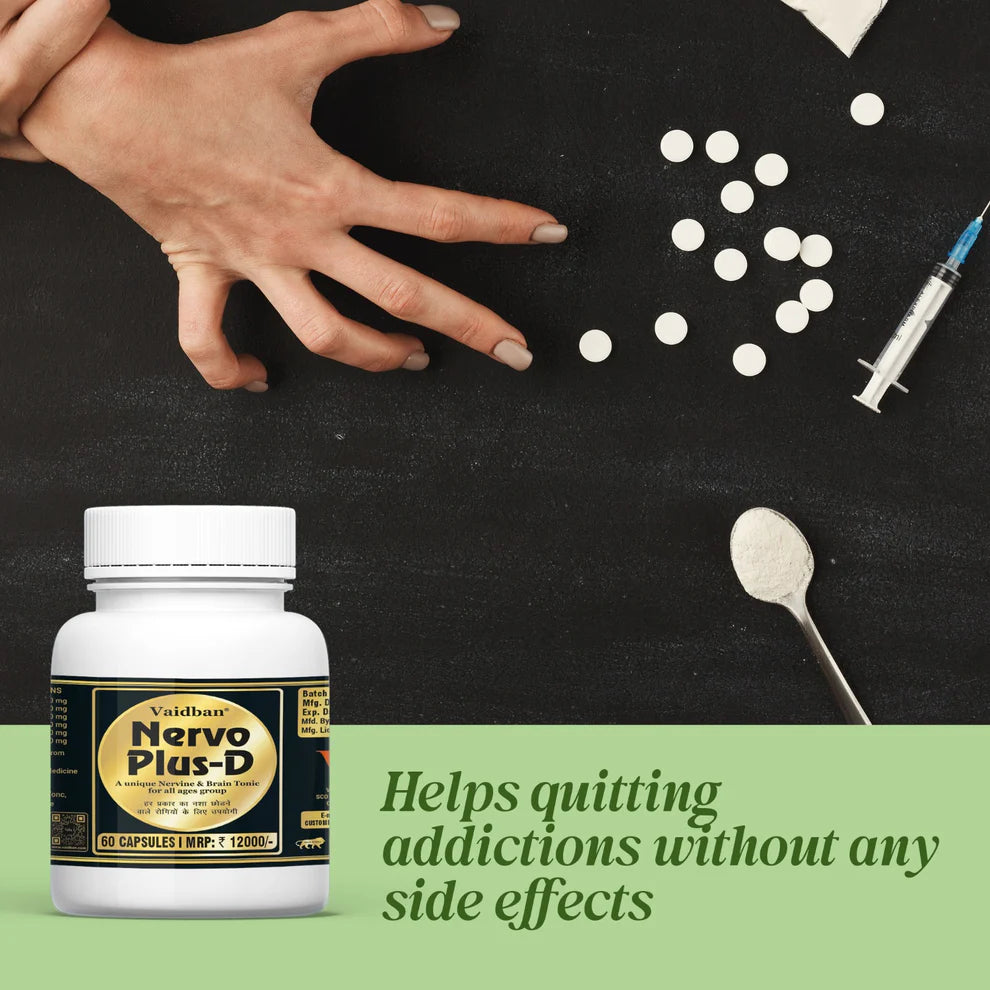 Vaidban Nervo Plus-D De-Addiction Combo – Ayurvedic Supplement to Get Rid of Alcohol, Nicotine & Drug Addiction