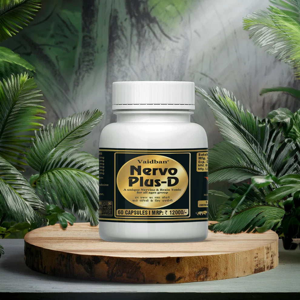 Vaidban Nervo Plus-D De-Addiction Combo – Ayurvedic Supplement to Get Rid of Alcohol, Nicotine & Drug Addiction