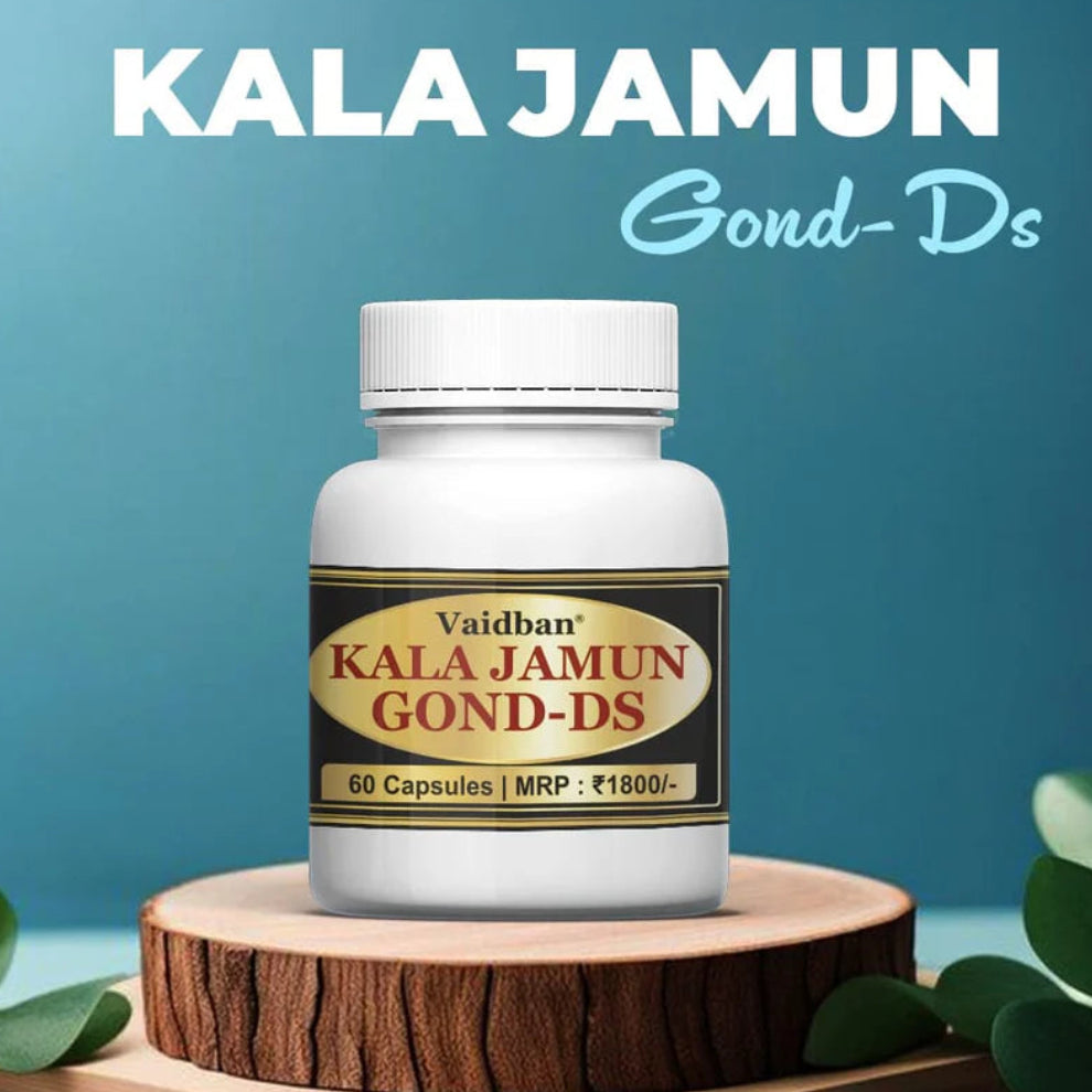 Vaidban Kala Jamun Gond-DS Capsules - Double Strength Formula to Control Diabetes & Blood Sugar Levels