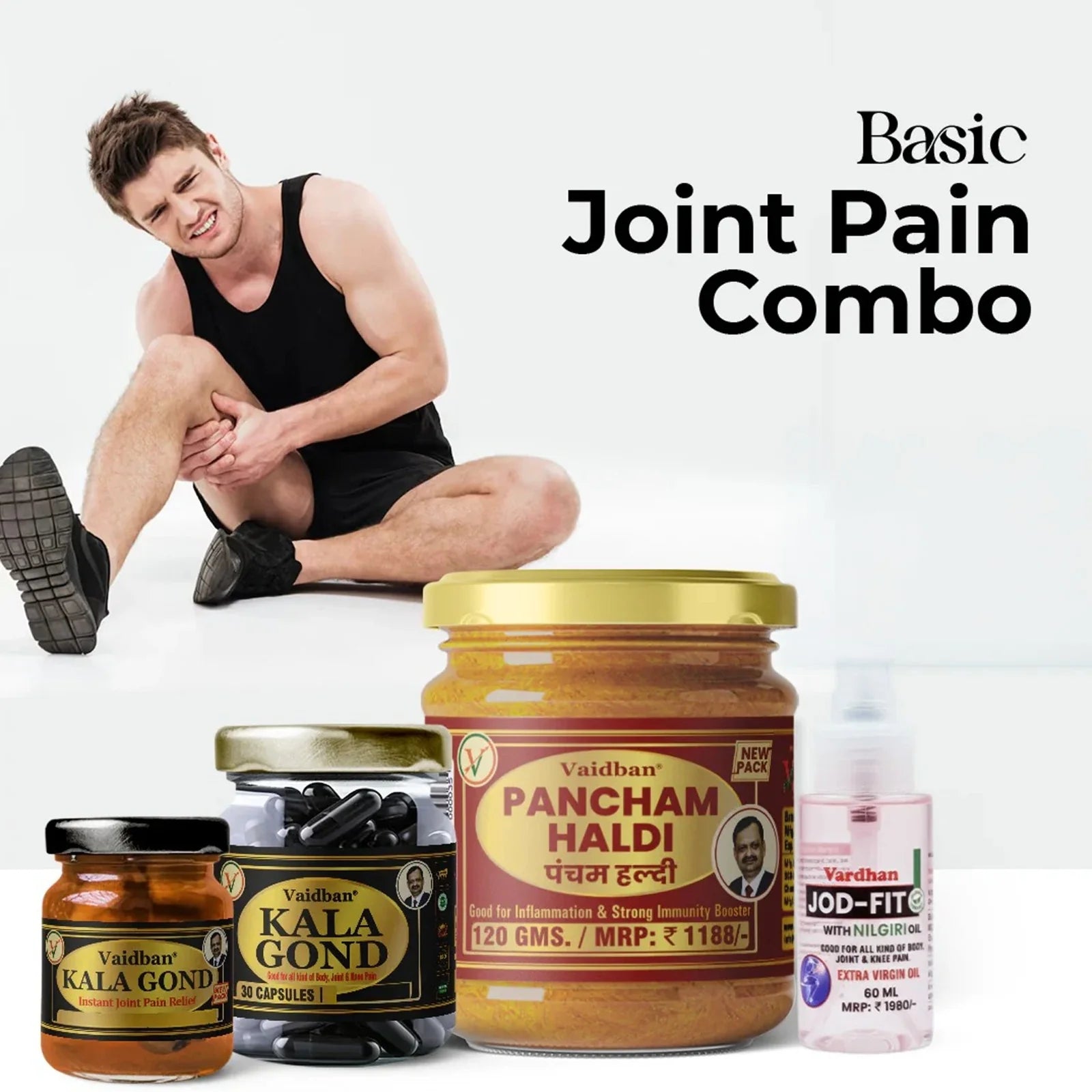 Vaidban Basic Joint Pain Relief Combo – Ayurvedic Pain Relief Treatment for Joint Pain, Knee Pain, Back & Shoulder Pain