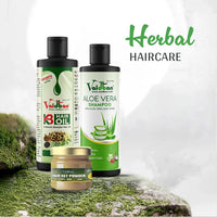 Vaidban Herbal Haircare Holi Combo – Protect & Nourish Your Hair with Aloe Vera Shampoo, Keratin Booster Hair Oil & Hair Set Powder | Special Holi Offer thumbnail 1