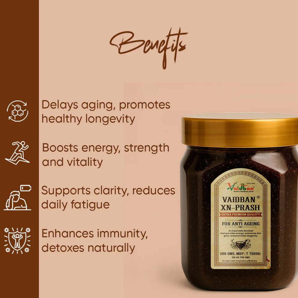 Vaidban XN-Prash Gold by Subhash Goyal – An Ayurvedic Rasayana enriched with Pure Gold Leaf for Anti-Ageing & Longevity
