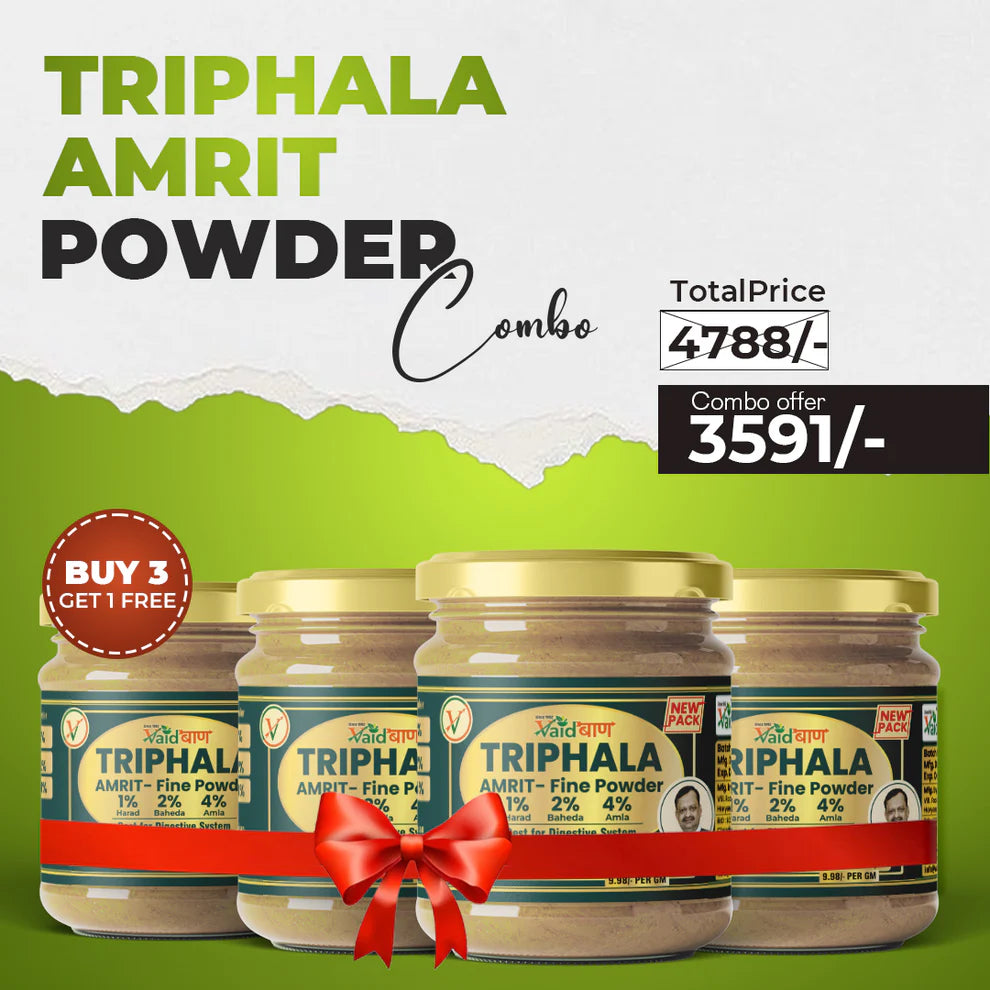 Vaidban Triphala Amrit – Fine Powder (Churna) of Harad, Baheda & Amla for Digestion, Detox & Gut Health