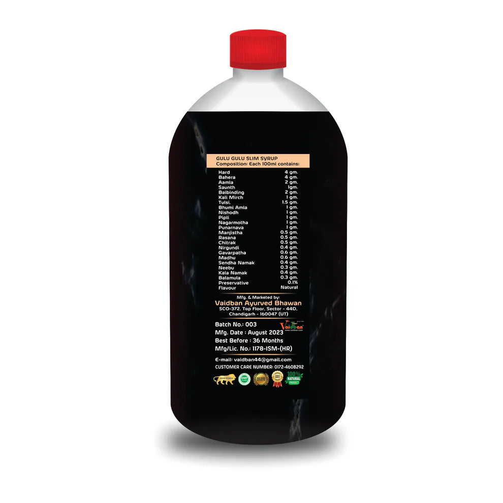 Vaidban Gulu Gulu Slim Syrup: The Sugar-Free, Fat-Free Ayurvedic Path to Weight Management