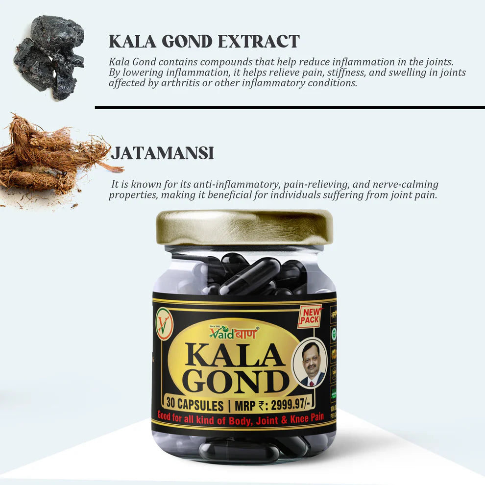 Vaidban Kala Gond Capsules – Ayurvedic Pain Relief Capsules for Joint Pain & Knee Pain