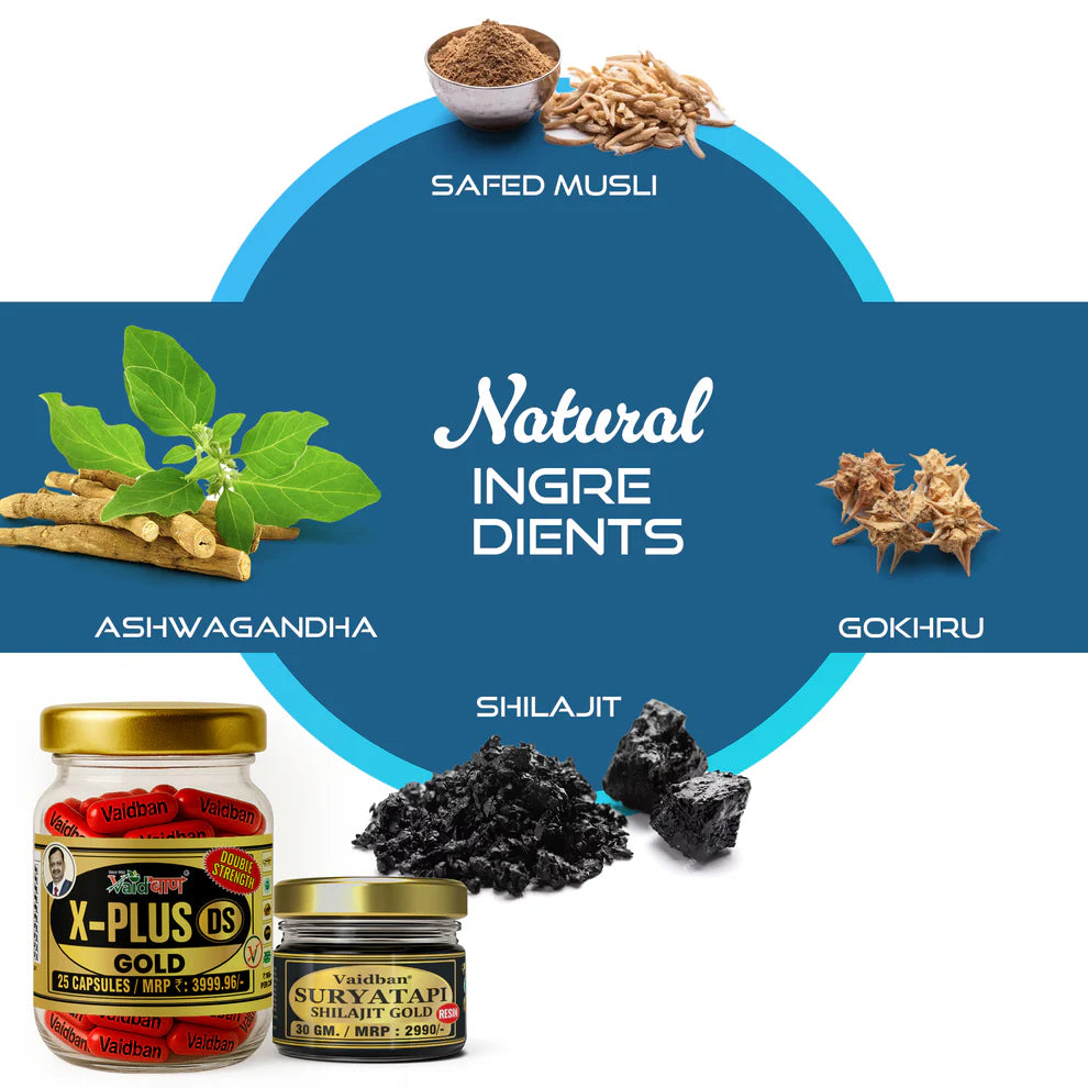 X - Plus Gold Capsule + Suryatapi Shilajit Gold Resin - Men Wellness Combo