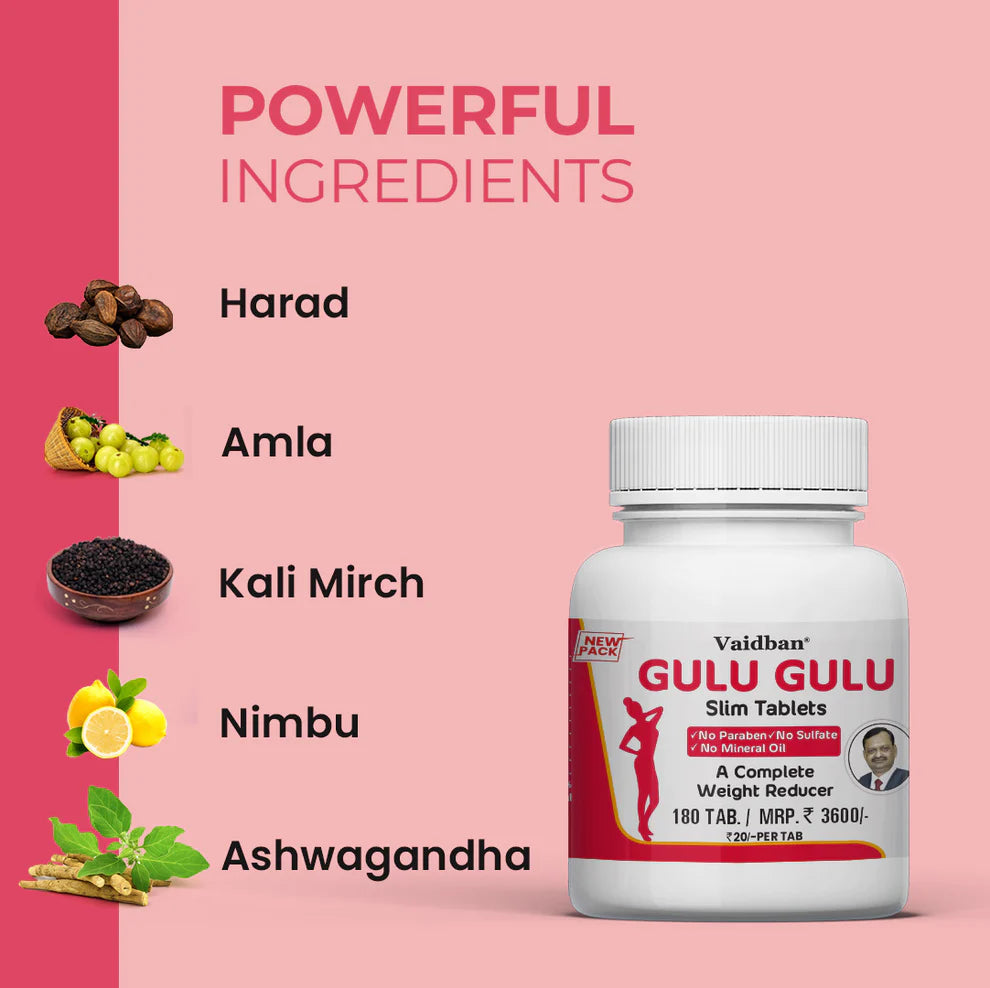 Vaidban Gulu Gulu Slim Tablets - Natural Weight Management & Gut Health Supplement